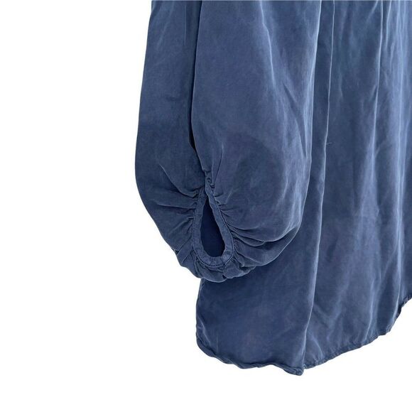 Young Fabulous & Broke Blouse Blue Silky Balloon Sleeve V Neck Womens Size S Top - Picture 5 of 9